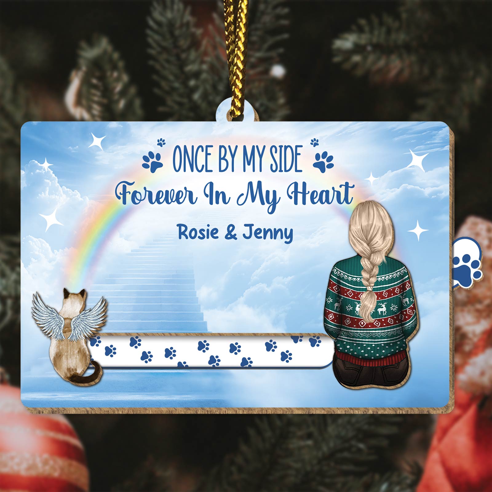 Pet Lover - You Left Pawprints On My Heart - Personalized Pet & You Wooden Slider Card