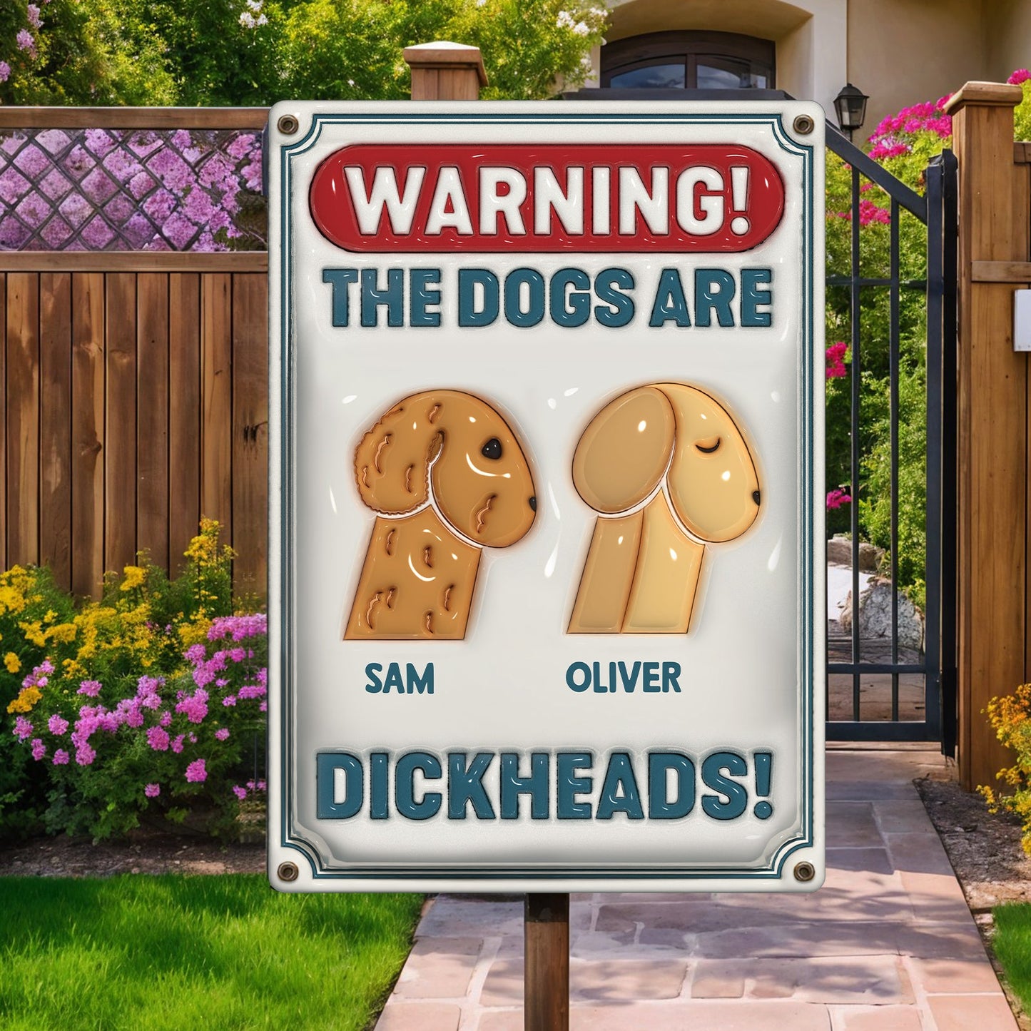 Pet Lovers - Warning - Personalized Inflate Classic Metal Sign