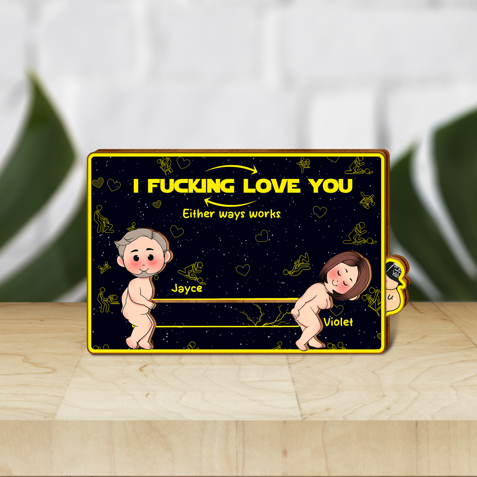 Couple - I F*cking Love You - Personalized Wooden Slider