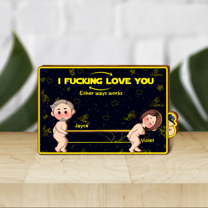 Couple - I F*cking Love You - Personalized Wooden Slider