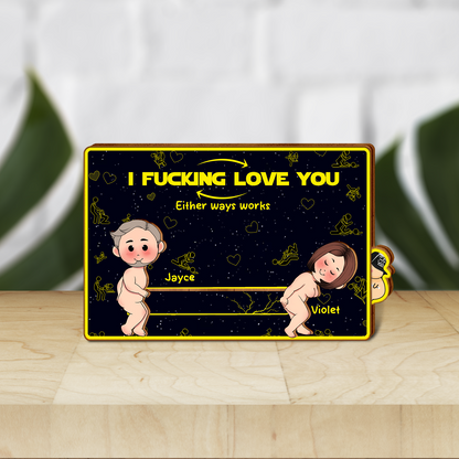 Couple - I F*cking Love You - Personalized Wooden Slider