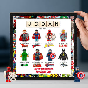 Father - Daddy, Our Superhero – Personalized LEGO-Inspired 3-Layer Wooden Sign