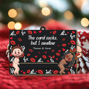 Couple - This Card Sucks But I Swallow - Personalized Wooden Slider Card - Ver 3