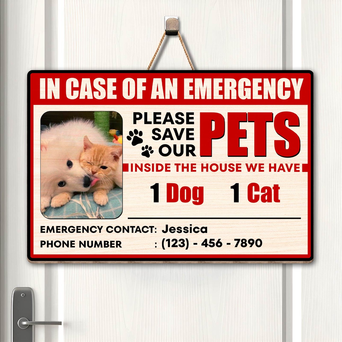 Pet Lover - Please Save Our Pets - Personalized Wooden Door Sign