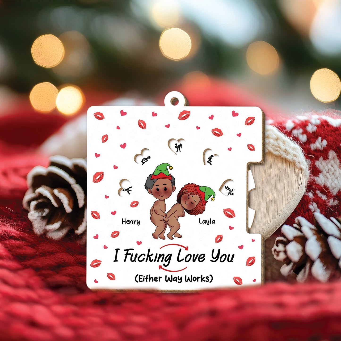 Couple - I Fucking Love You (Either Way Works) - Personalized Rolling Ornament