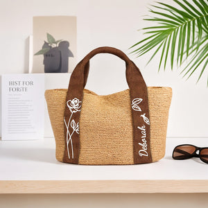 Flower - Personalized Name And Flower Beach Bag