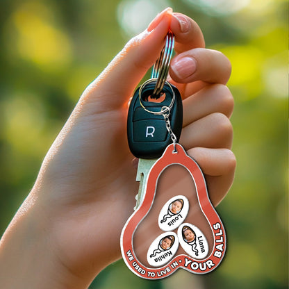 Father - We Used To Live In Your Balls - Personalized Acrylic Shaking Keychain (Ver 2)