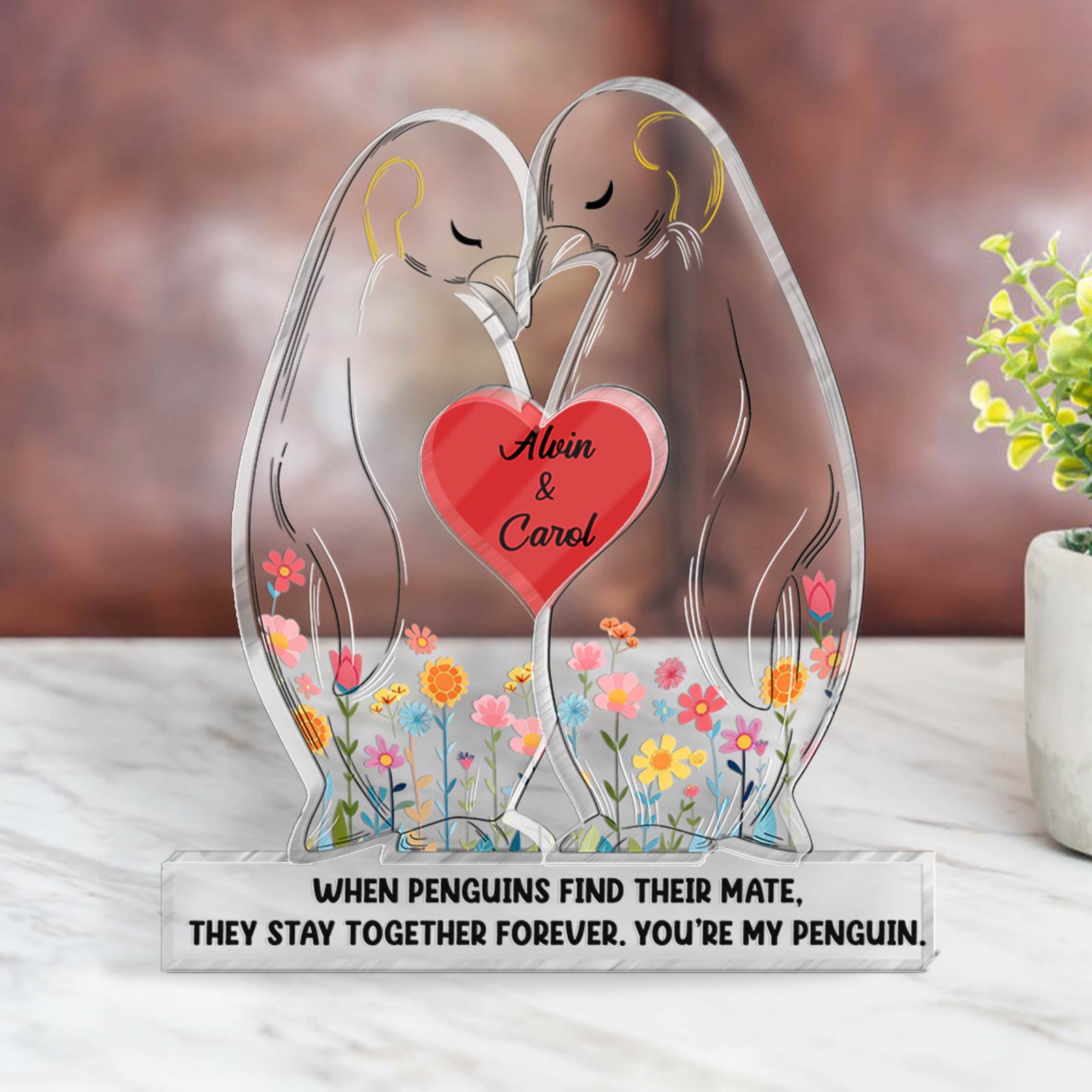 Couple - When Penguins Find Their Mate, They Stay Together Forever - Personalized Penguins Acrylic Sculpture