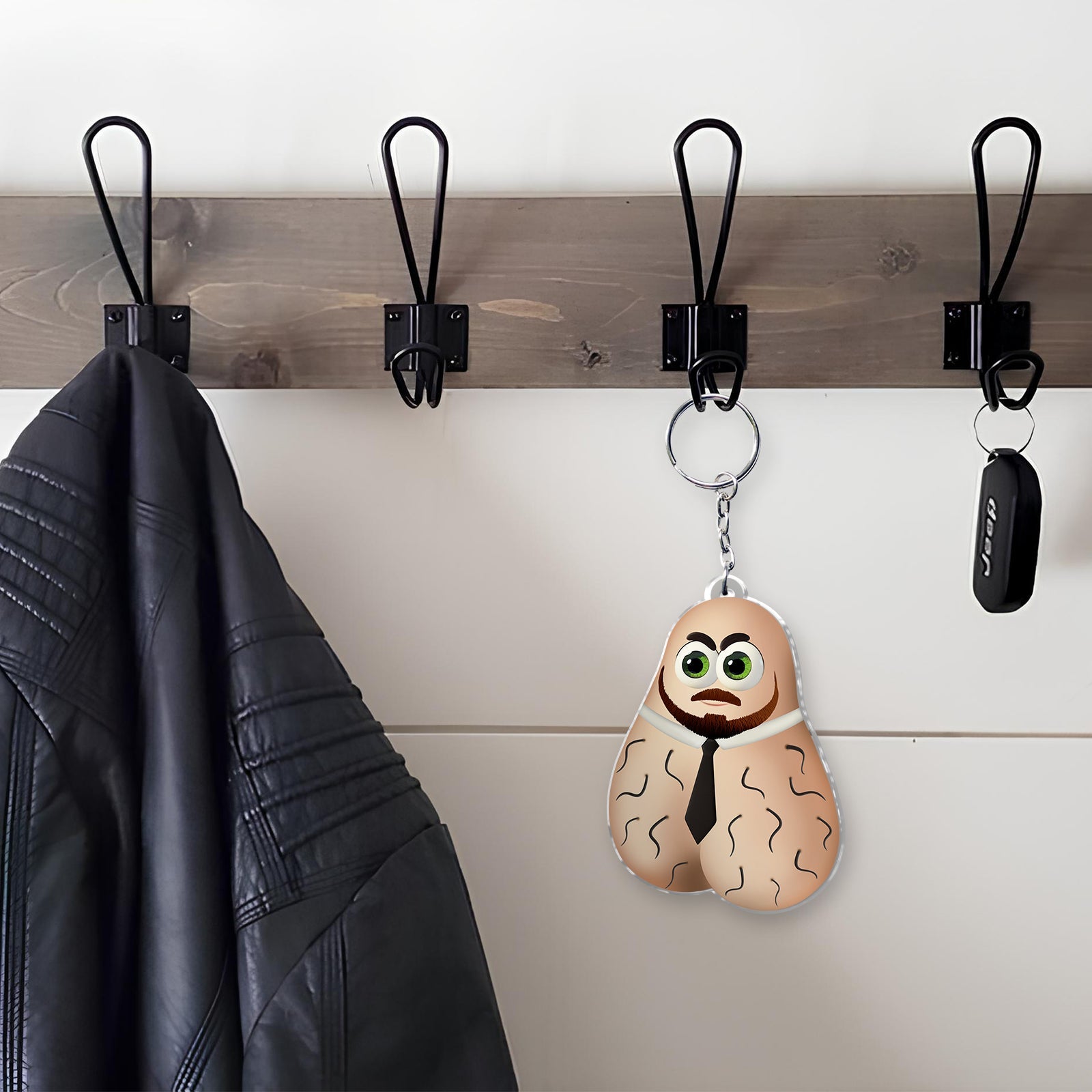 Father - We Used To Live In Your Balls - Personalized Acrylic Shaking Keychain - VER 2