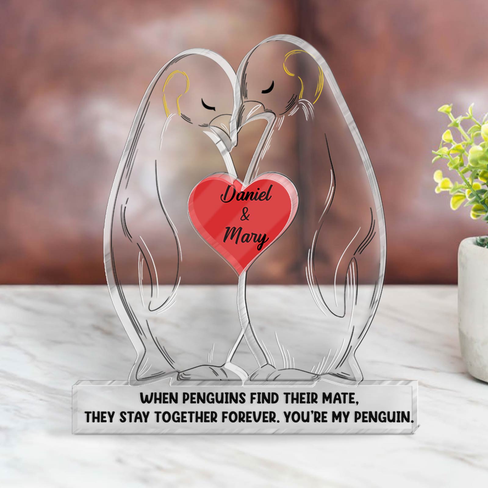 Couple - When Penguins Find Their Mate, They Stay Together Forever - Personalized Penguins Acrylic Sculpture