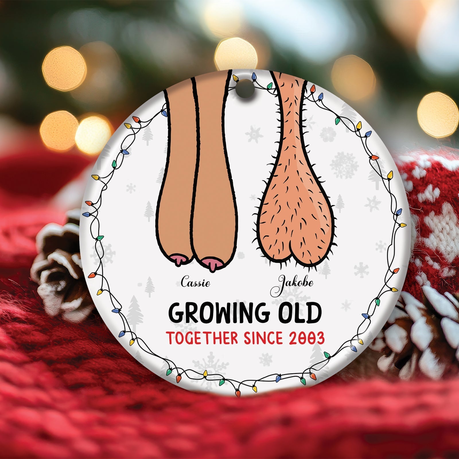 Couple - Annoying Each Other - Personalized Circle Ceramic Ornament