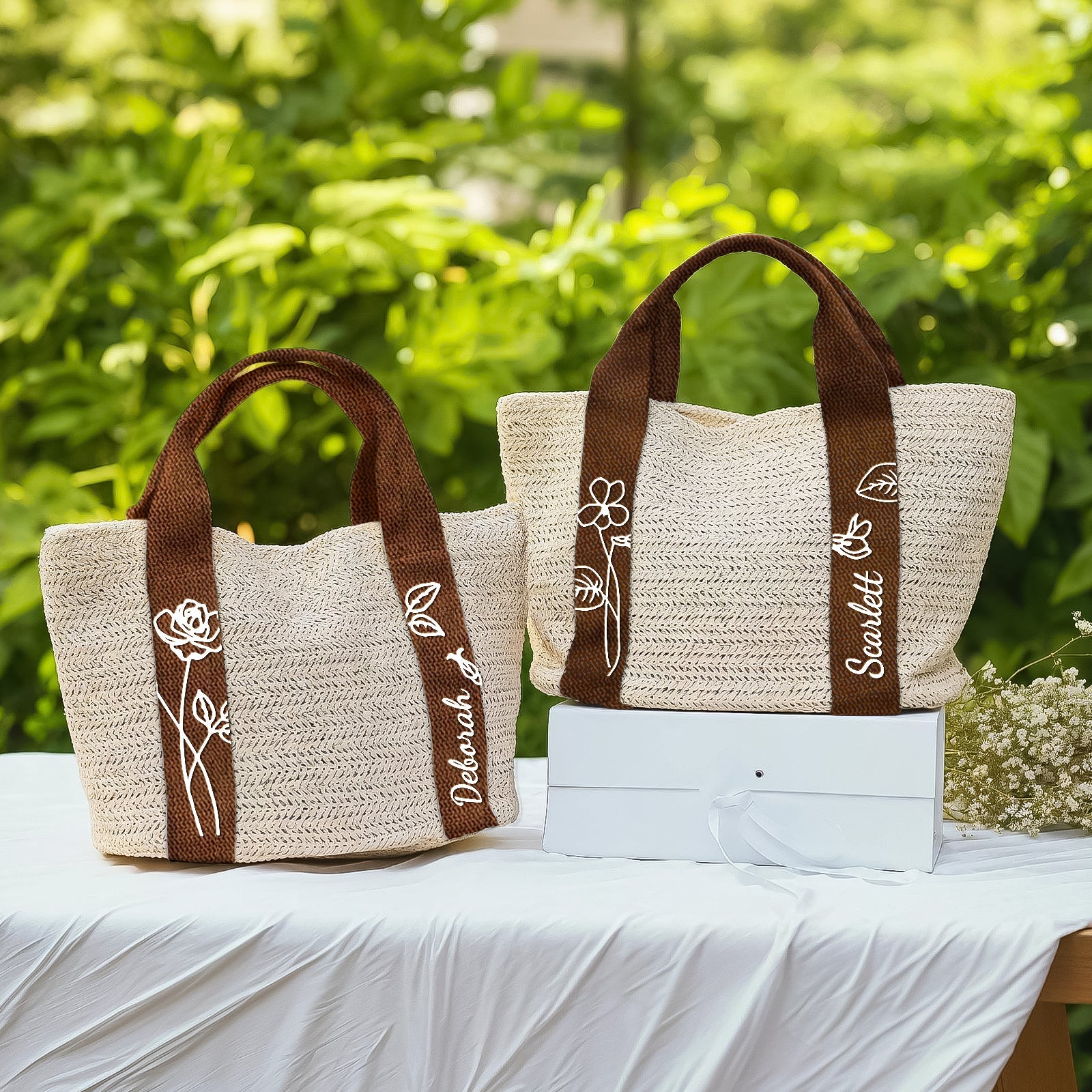 Flower - Personalized Name And Flower Beach Bag