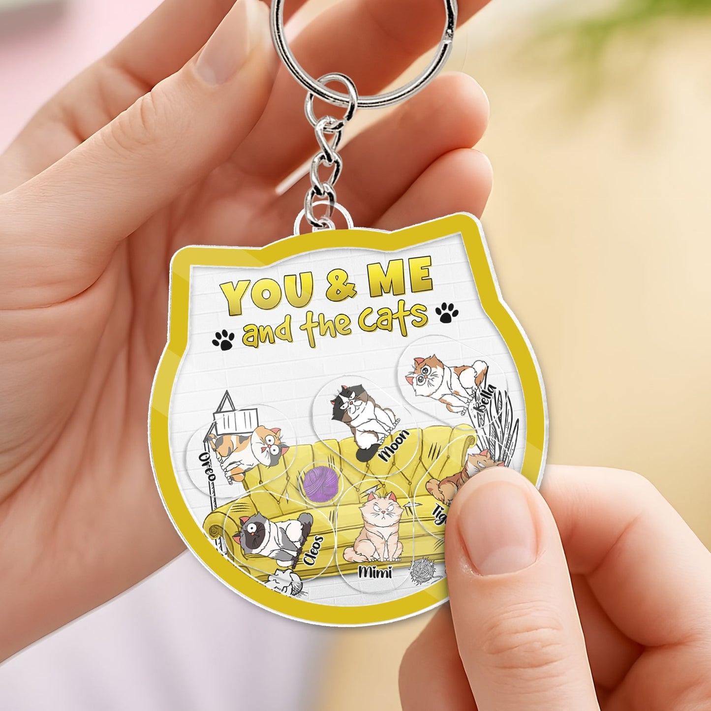 Pet Lover - You & Me And The Cats - Personalized Shaking Keychain