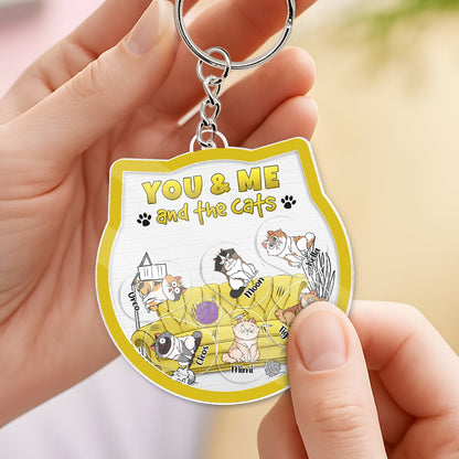 Pet Lover - You & Me And The Cats - Personalized Shaking Keychain