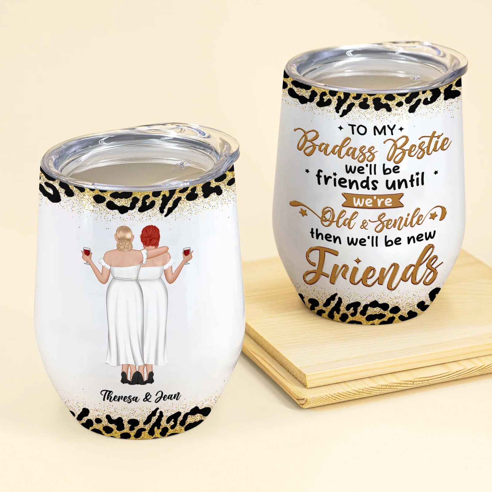 Besties - To My Badass Bestie - Personalized Wine Tumbler