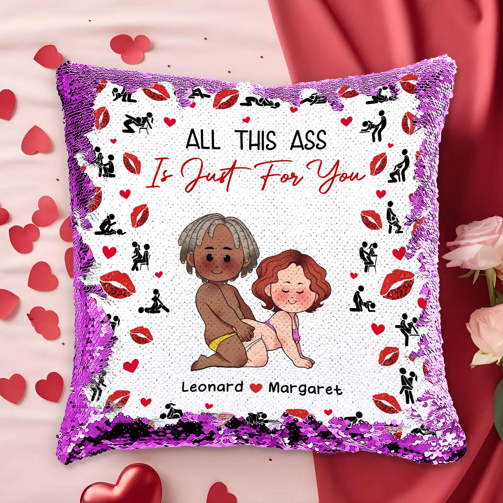 Couple - I F*cking Love You Either Way Works - Personalized Sequin Pillow