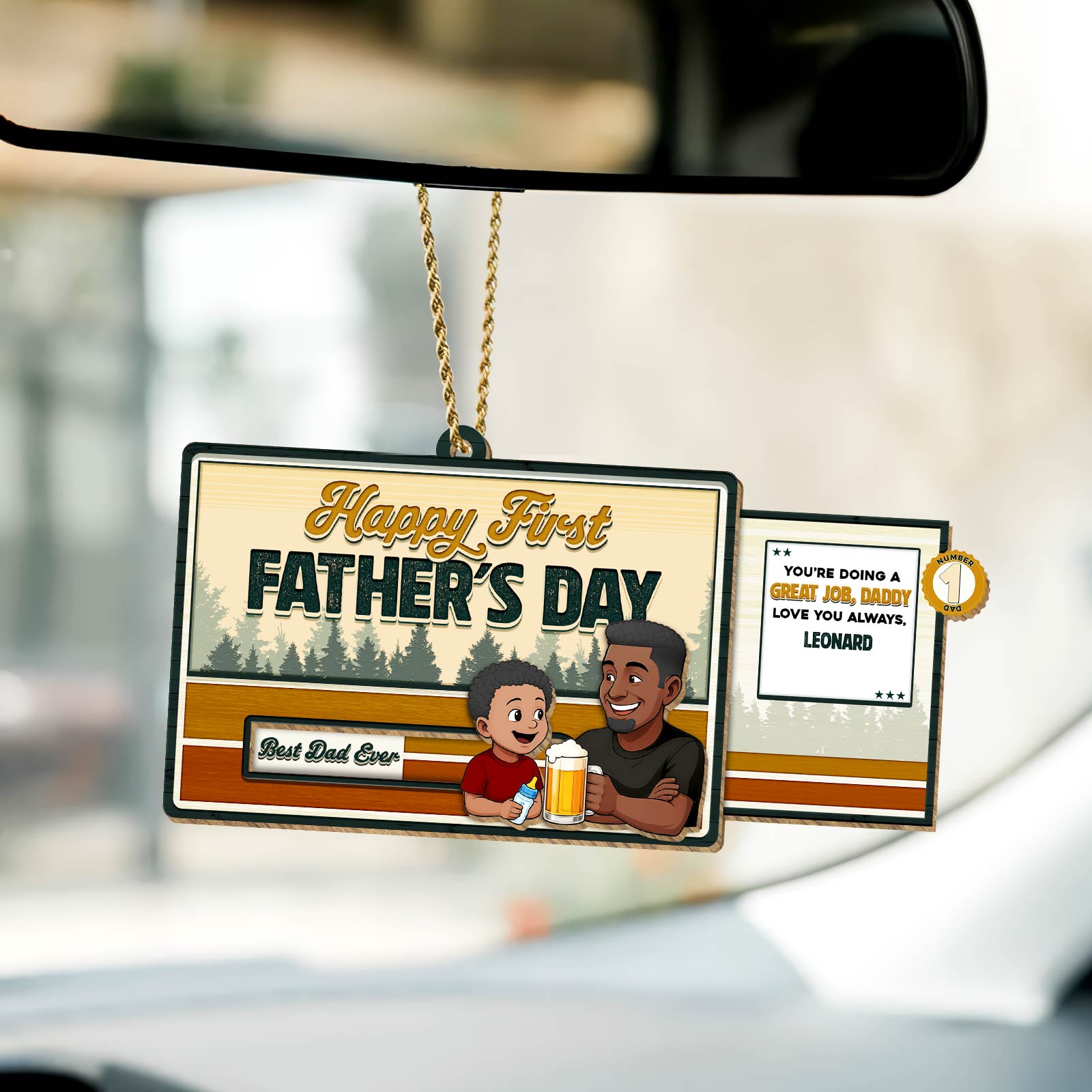 Father - Best Dad Ever - Personalized Wooden Slider Card