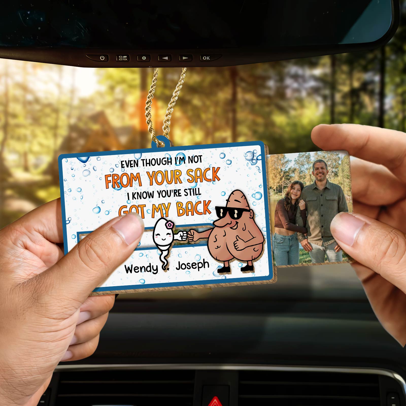 Father - Even Though I'm Not From Your Sack I Know You've Still Got My Back - Personalized Wooden Slider Card