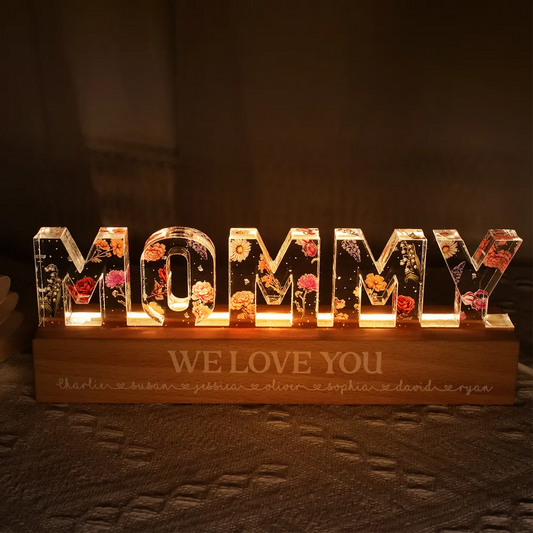 MOM - Birth Month Flower - Personalized LED Light
