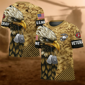 USMC Eagle Veteran Warrior Shirt - Full Print Camouflage