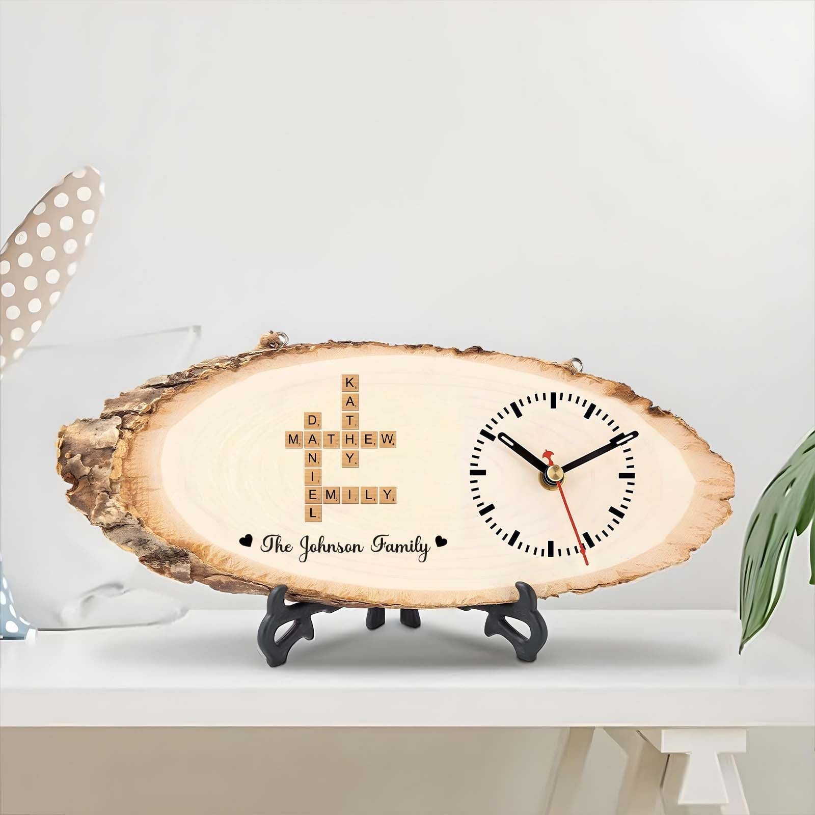 Family - Personalized Crossword Wooden Clock