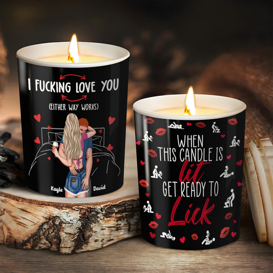 Couple - When This Candle Is Lit Get Ready To Lick - Personalized Scented Candle