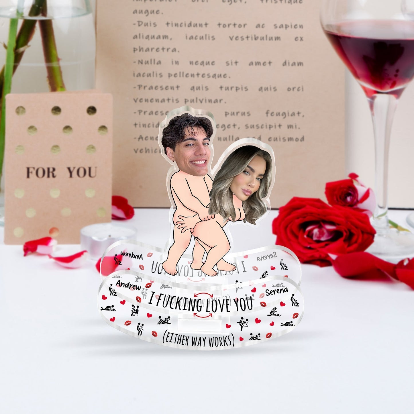 Couple - I F**king Love You - Personalized Custom Photo Shaking Head Standee