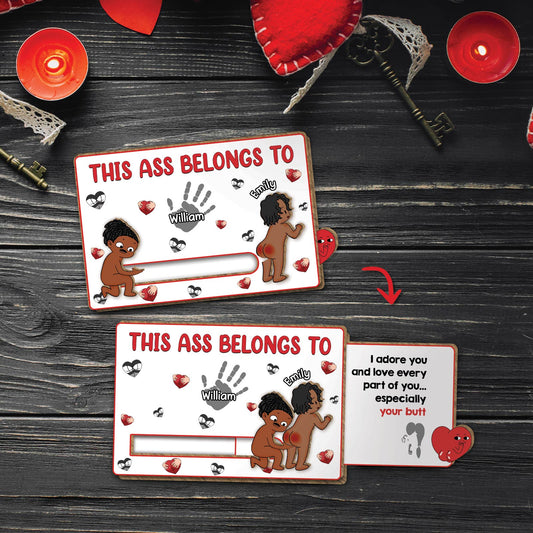 Couple - This Ass Belongs To - Personalized Wooden Slider Card