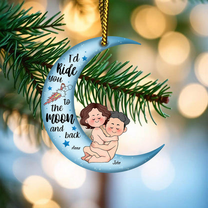 Couple - I'd Ride You To The Moon & Back - Personalized Acrylic Ornament