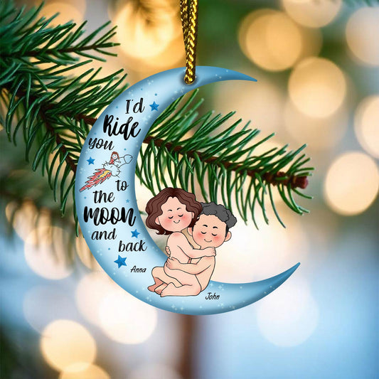 Couple - I'd Ride You To The Moon & Back - Personalized Acrylic Ornament