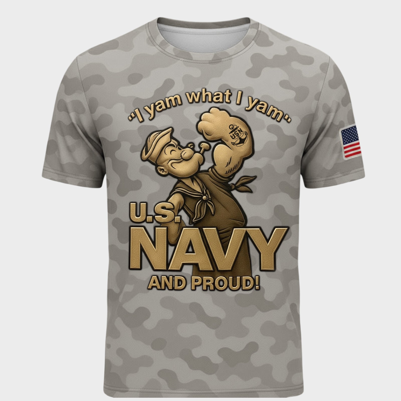 U.S. Navy And Proud Popeye Military Camo Shirt – Patriotic Navy Veteran