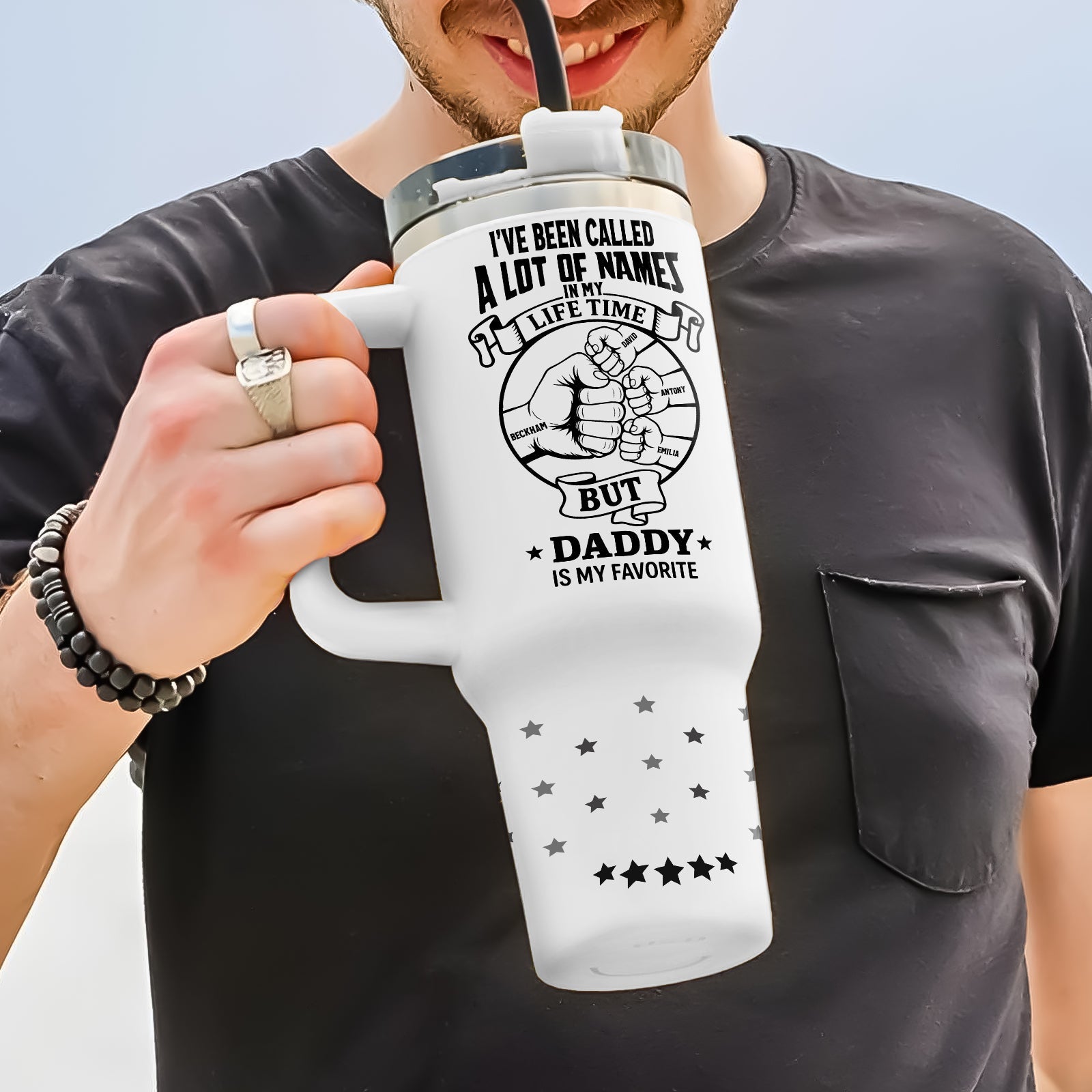 Father - I've Been Called A Lot Of Names In My Life Time - Personalized Tumbler With Straw