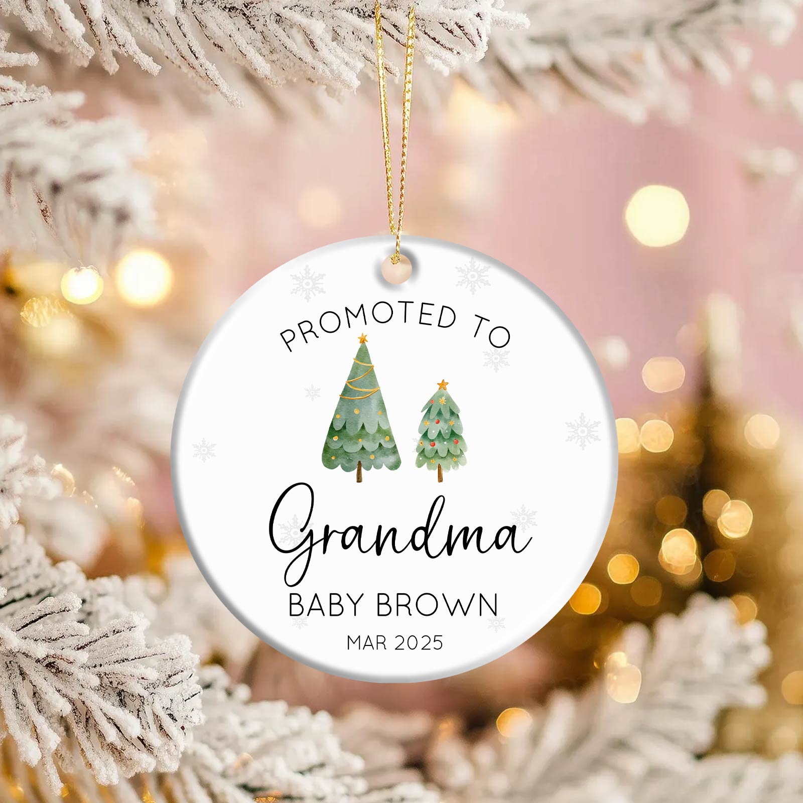 Family - Promoted To - Personalized Circle Ceramic Ornament