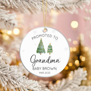 Family - Promoted To - Personalized Circle Ceramic Ornament