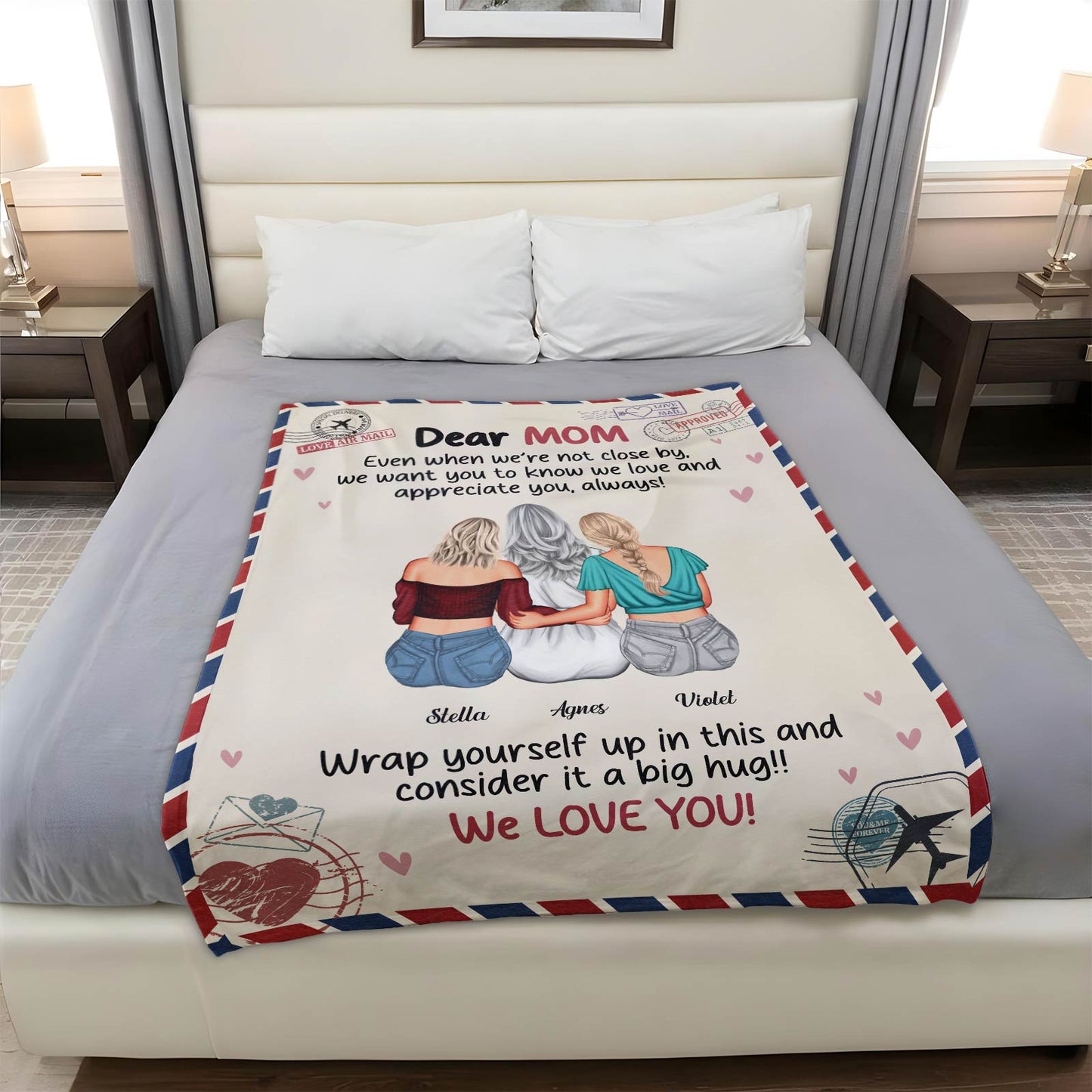 Personalized mom blanket featuring heartfelt message and cozy design for thoughtful gifting