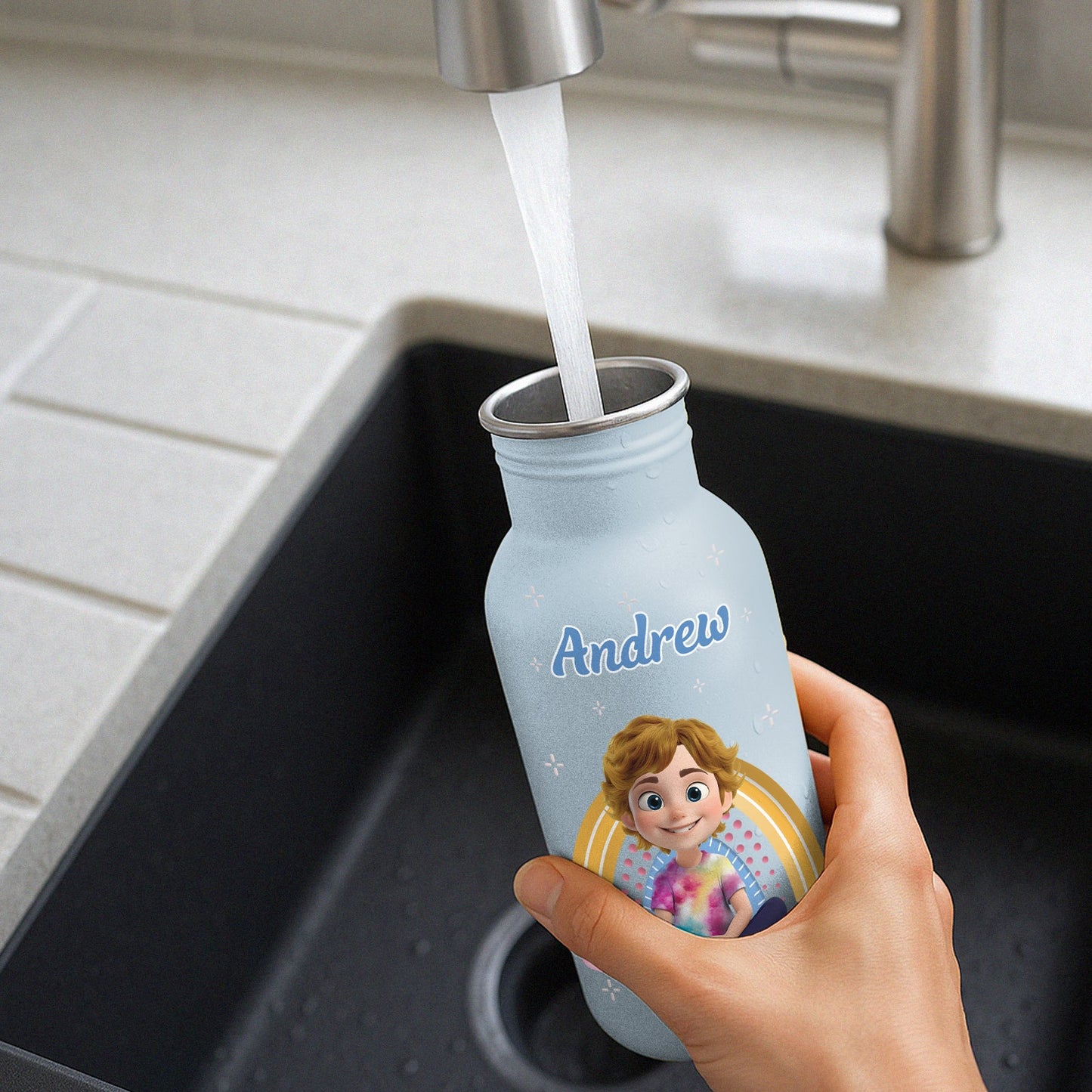 For Kid - Rainbow - Personalized Kids Water Bottle