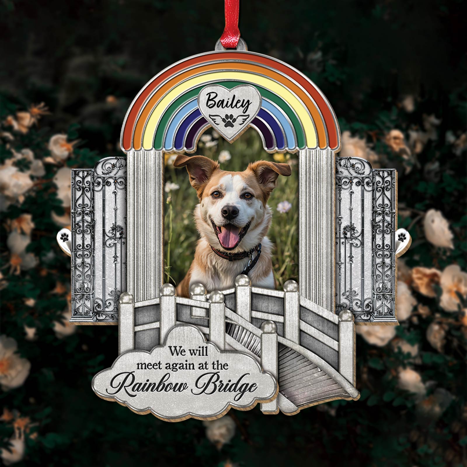 Pet Lover - Pet Memorial Rainbow Bridge - Personalized Wooden Slider Card