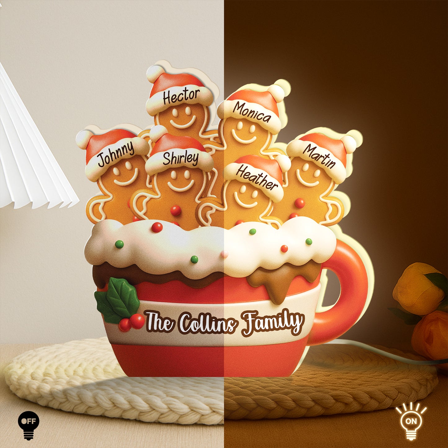 Personalized Gingerbread Christmas Light Box - Cute Holiday Decor For Family