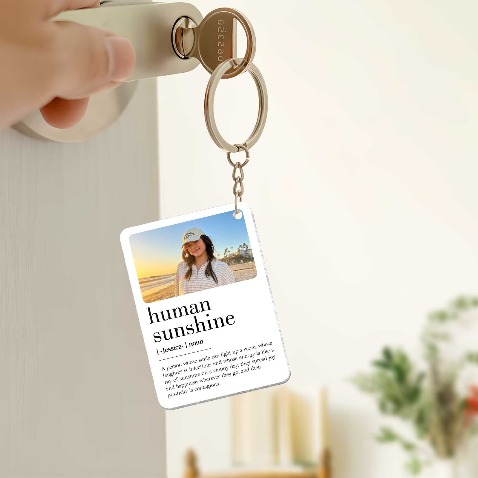 Gift For Friend, Co-worker - Human Sunshine - Personalized Photo Acrylic Keychain