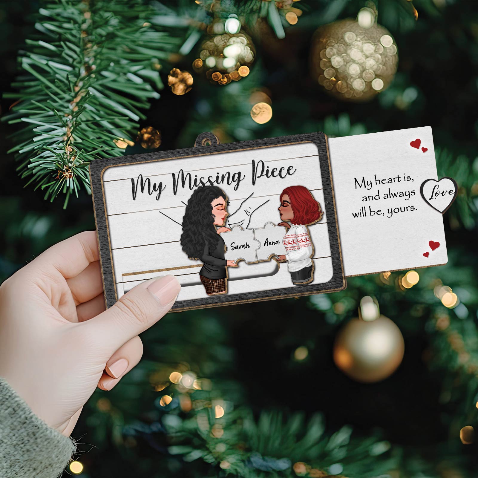 Couple - My Missing Piece - Personalized Wooden Slider Card