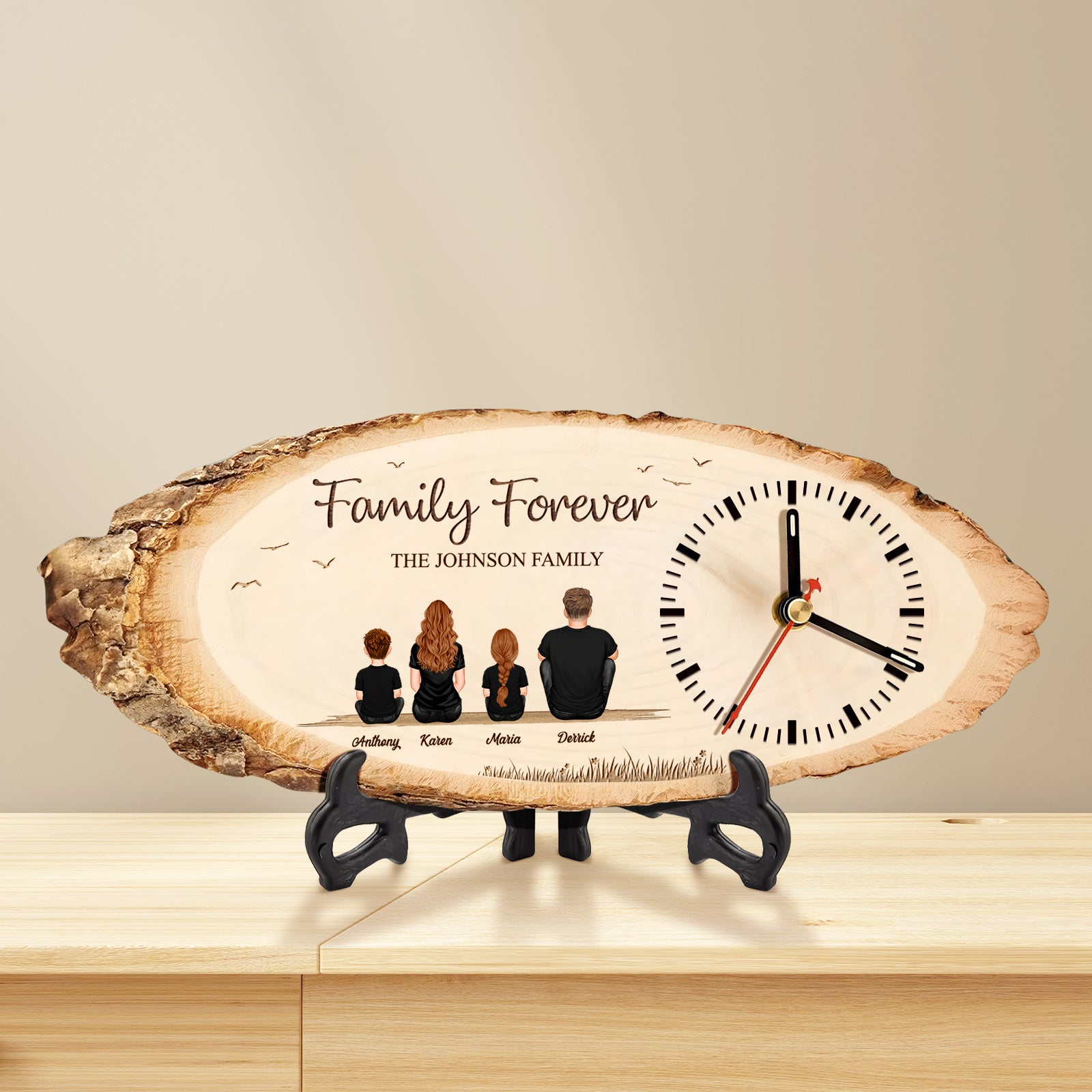 Family Forever - Personalized Wooden Clock