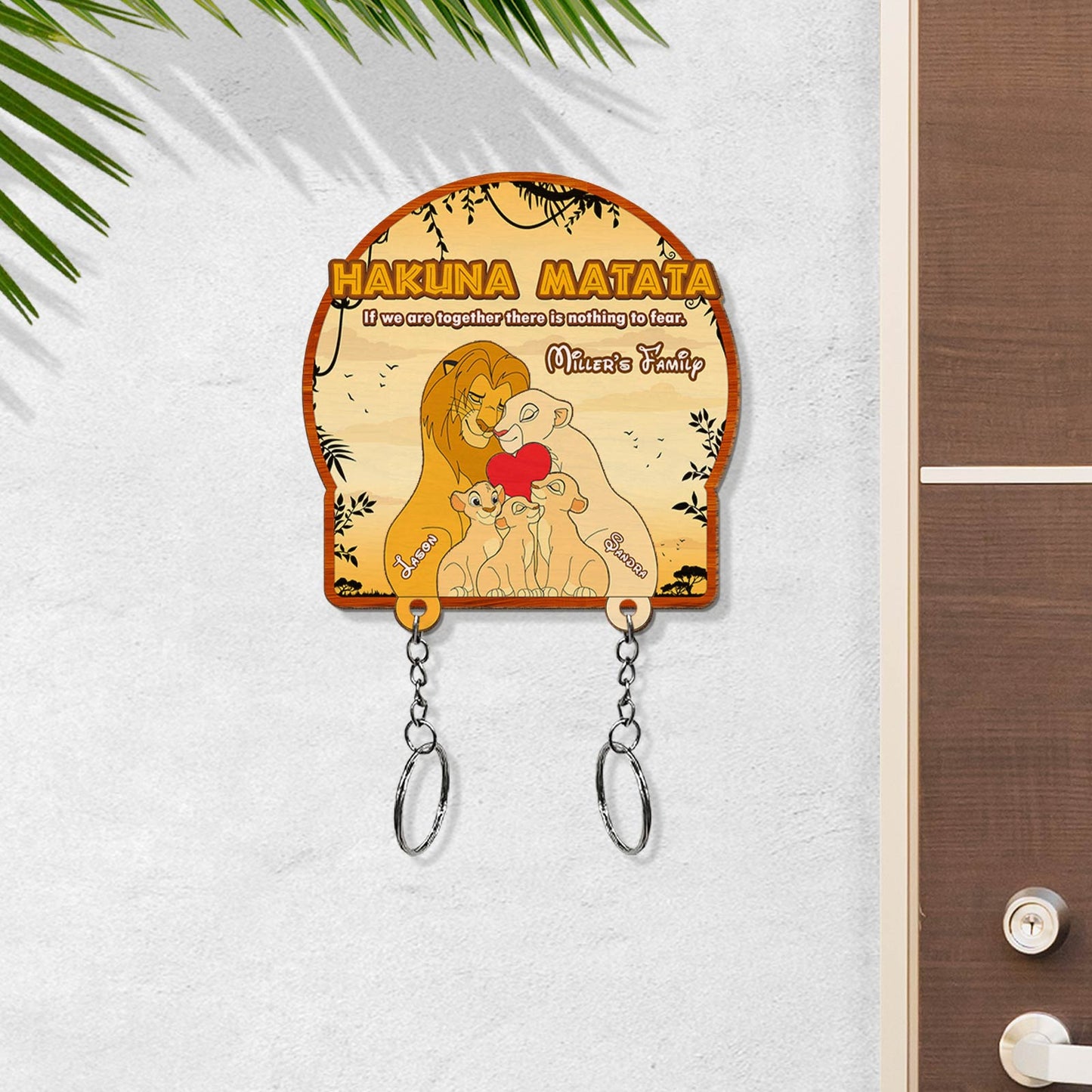 Family - Lion King - Personalized Wooden Puzzle Keychain & Key Hanger