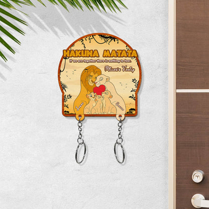 Family - Lion King - Personalized Wooden Puzzle Keychain & Key Hanger