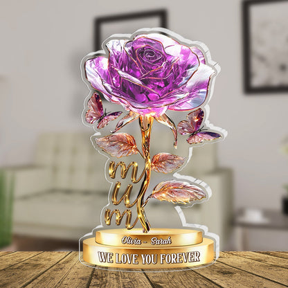 Gift For Mom - Acrylic Rose Mothers Day - Personalized Acrylic Plaque