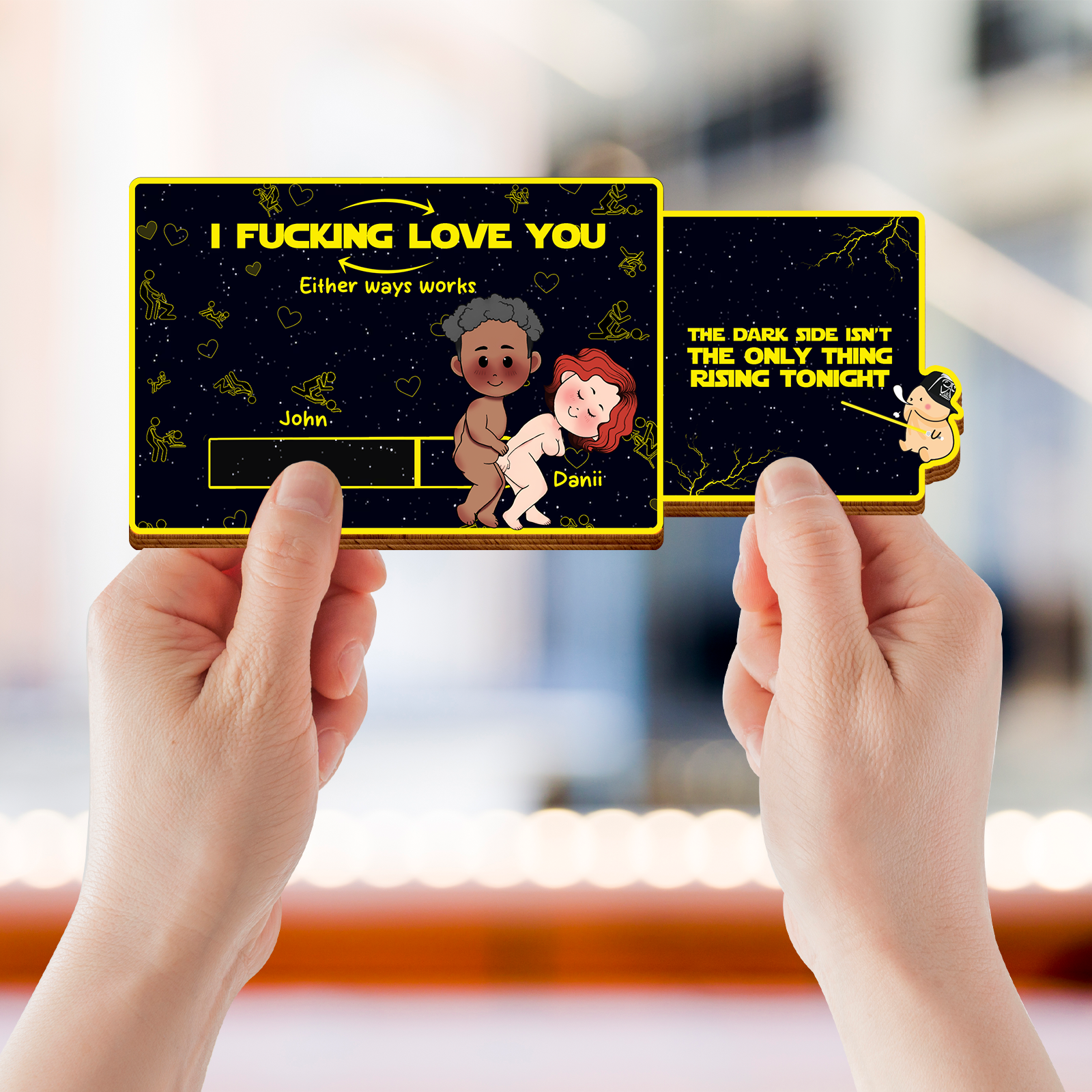 Couple - I F*cking Love You - Personalized Wooden Slider