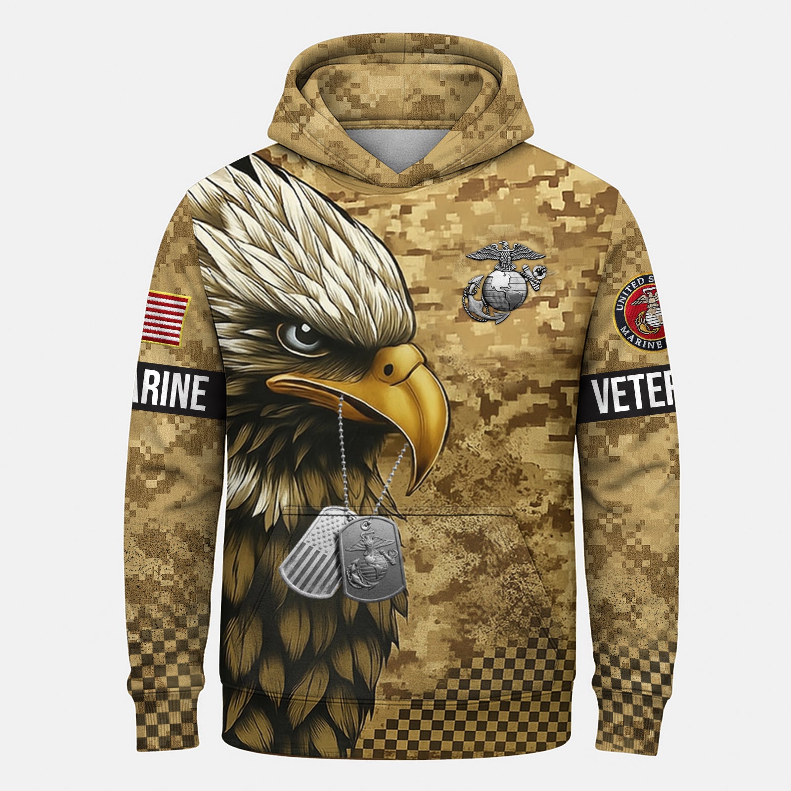 USMC Eagle Veteran Warrior Shirt - Full Print Camouflage