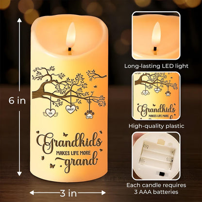 Family - Grandkids Makes Life More Grand - Personalized LED Candle