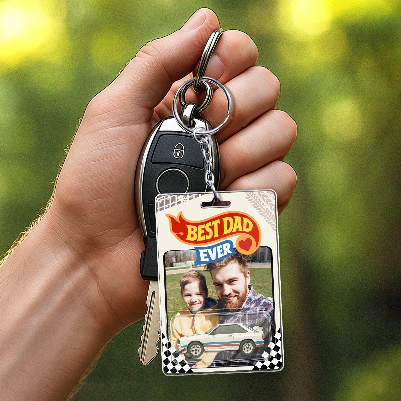 Father - Best Dad Ever - Personalized Dad's Toy Dream Car Acrylic Keychain