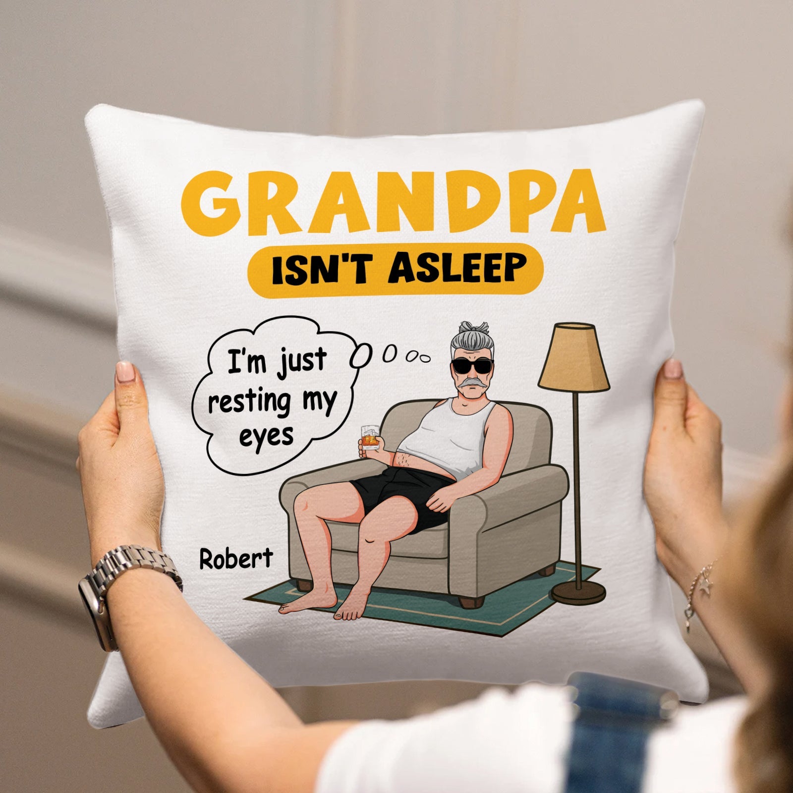 Father - Grandpa Isn’t Asleep - Personalized Pillow