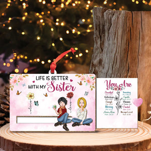 Besties - Life Is Better With My Sister - Personalized Wooden Slider Card